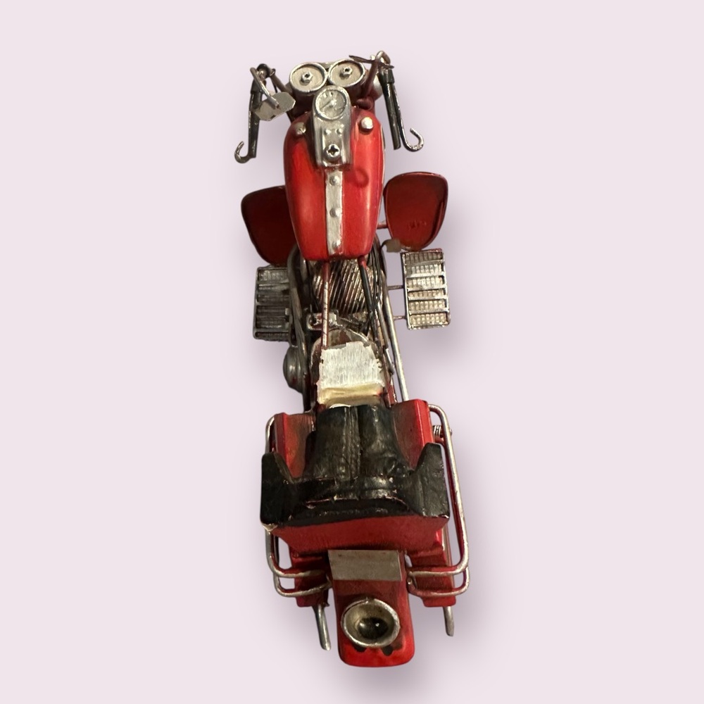 Vintage Red Metal Motorcycle Model Home Decor - Picture 5 of 11